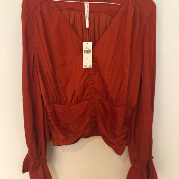 NWT Anthropologie Puff Sleeved Blouse in Medium in Copper - Picture 2 of 5